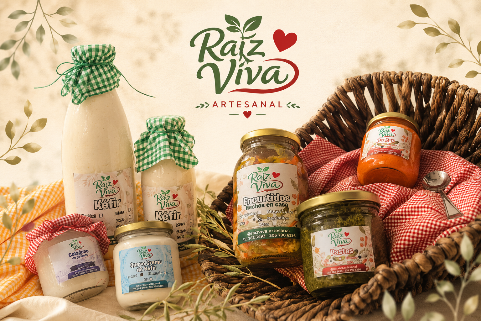 Productos artesanales Raíz Viva en conjunto